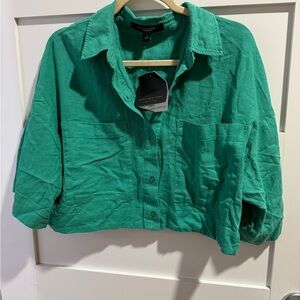 Marc New York Emerald Button-Up Crop Top